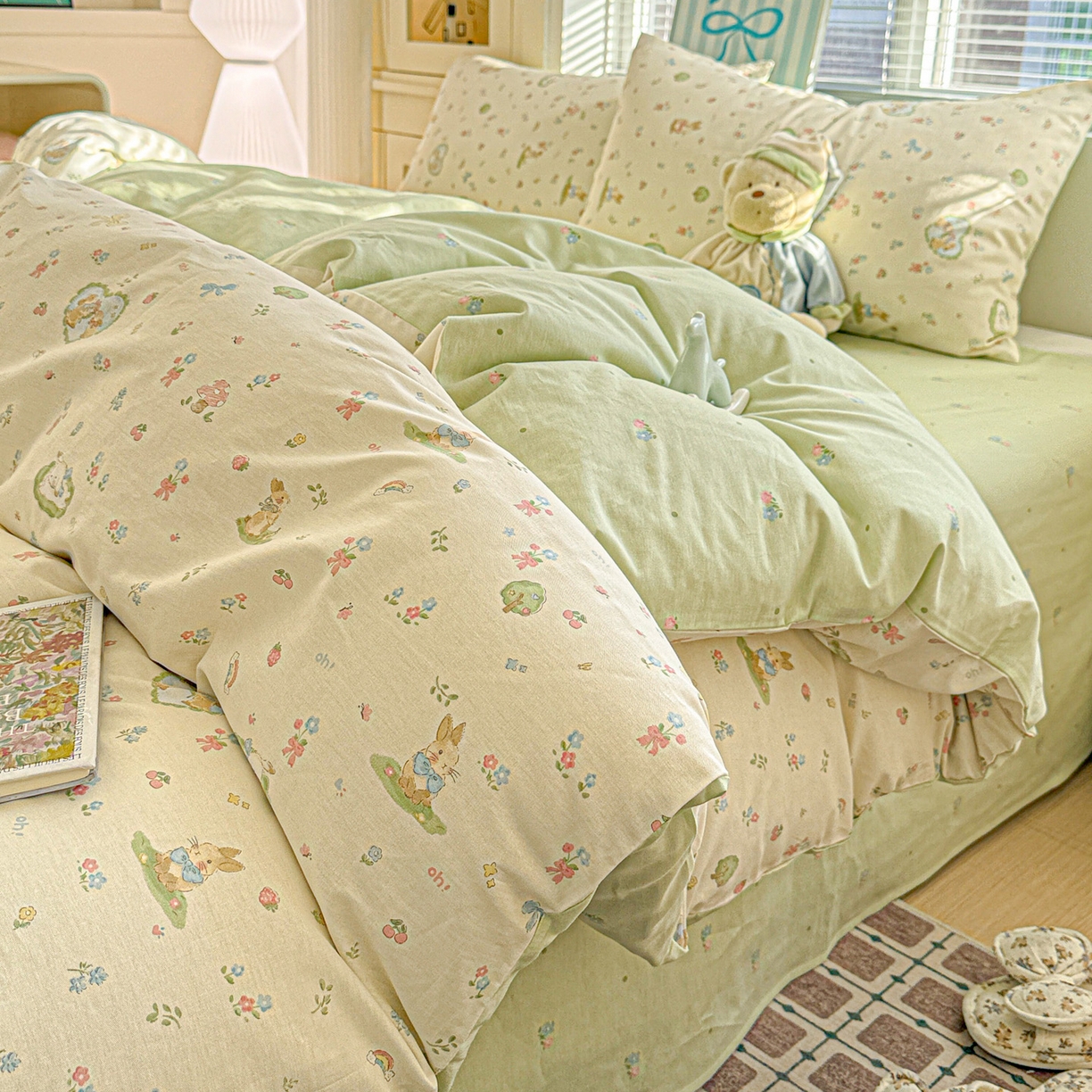 91家纺网 家纺一手货源 找家纺 名品家纺 2026新款100%纯棉四件套系列 蘑菇电话