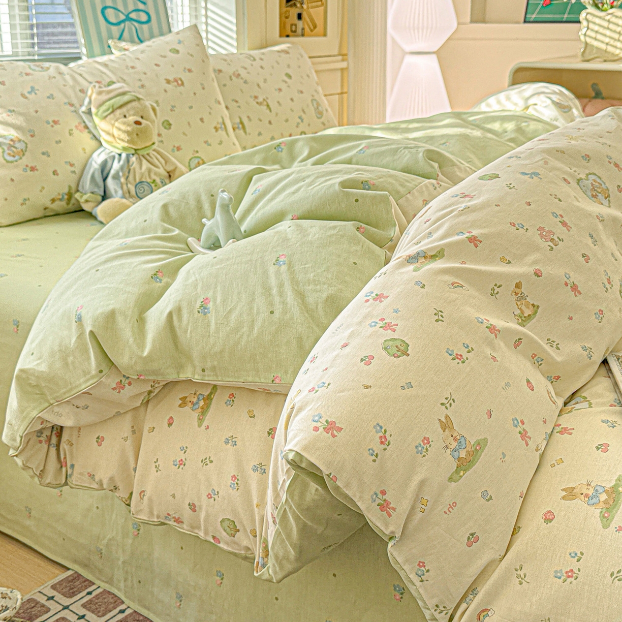 91家纺网 家纺一手货源 找家纺 名品家纺 2026新款100%纯棉四件套系列 蘑菇电话