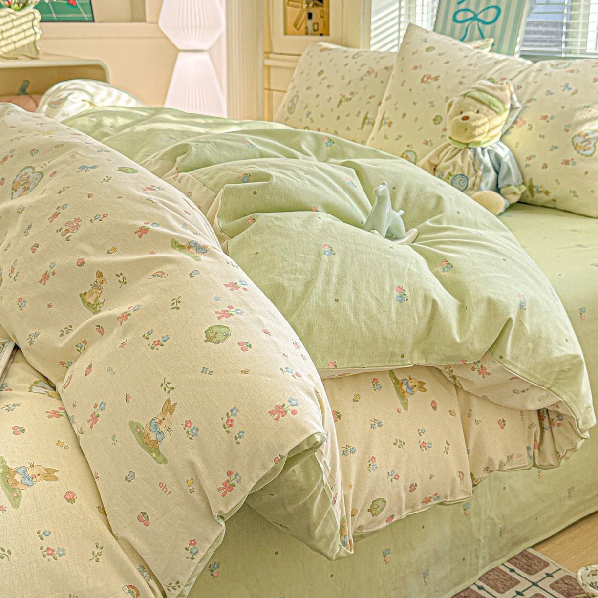 91家纺网 家纺一手货源 找家纺 名品家纺 2026新款100%纯棉四件套系列 蘑菇电话