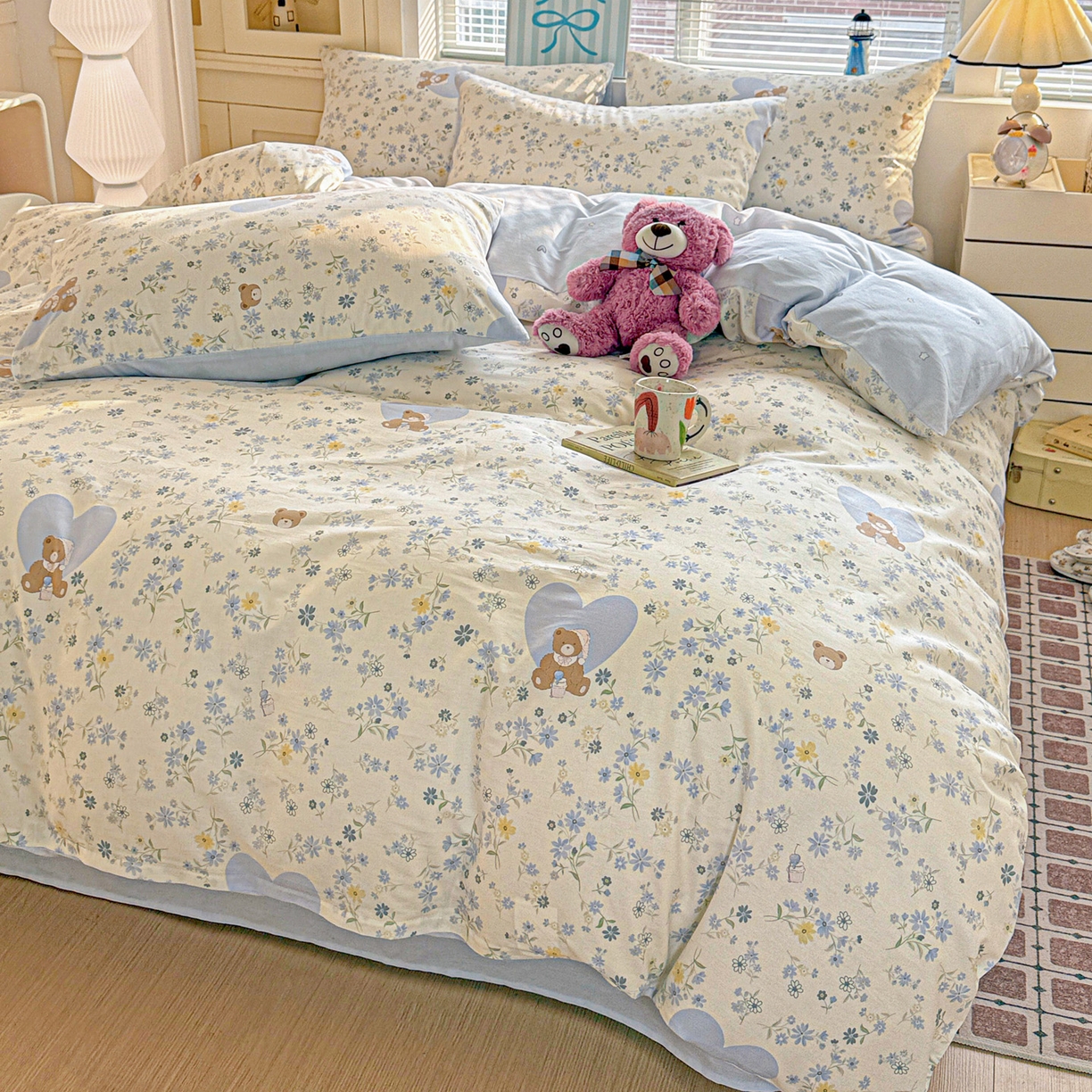 91家纺网 家纺一手货源 找家纺 名品家纺 2026新款100%纯棉四件套系列 奶芙熊