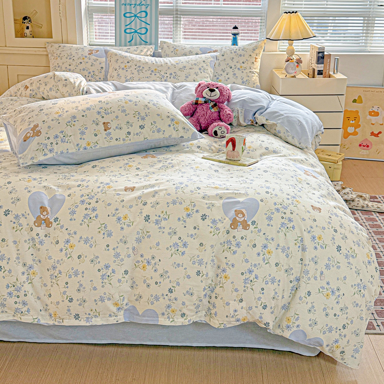 91家纺网 家纺一手货源 找家纺 名品家纺 2026新款100%纯棉四件套系列 奶芙熊