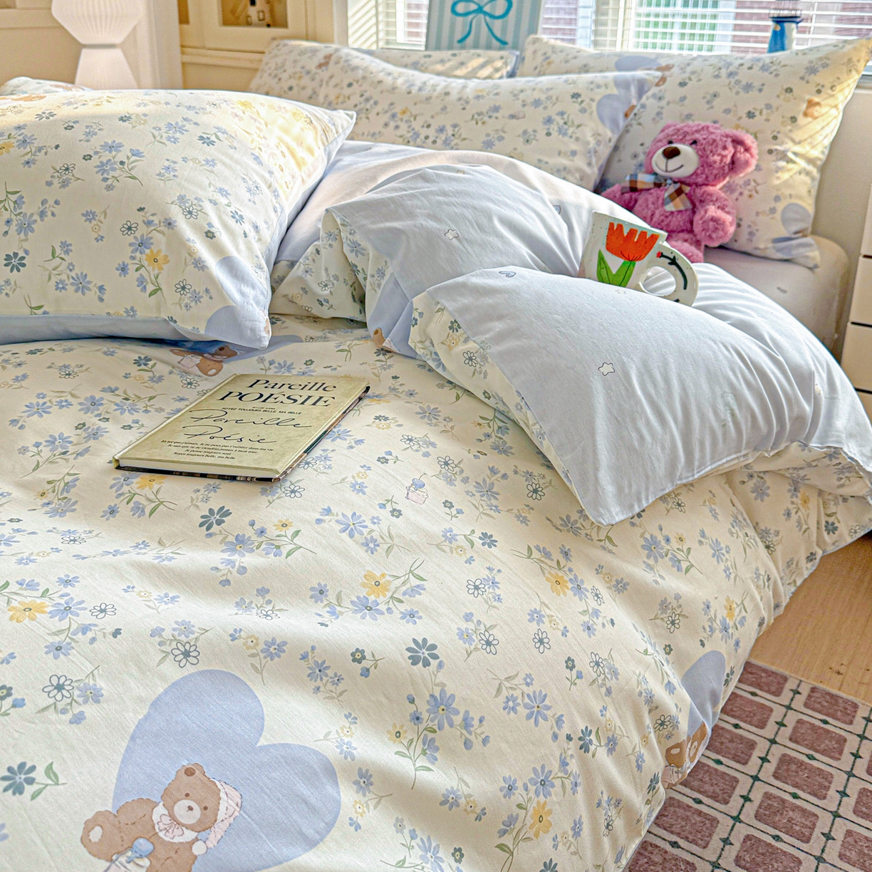 91家纺网 家纺一手货源 找家纺 名品家纺 2026新款100%纯棉四件套系列 奶芙熊