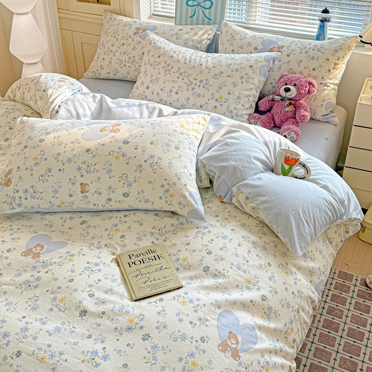 91家纺网 家纺一手货源 找家纺 名品家纺 2026新款100%纯棉四件套系列 奶芙熊