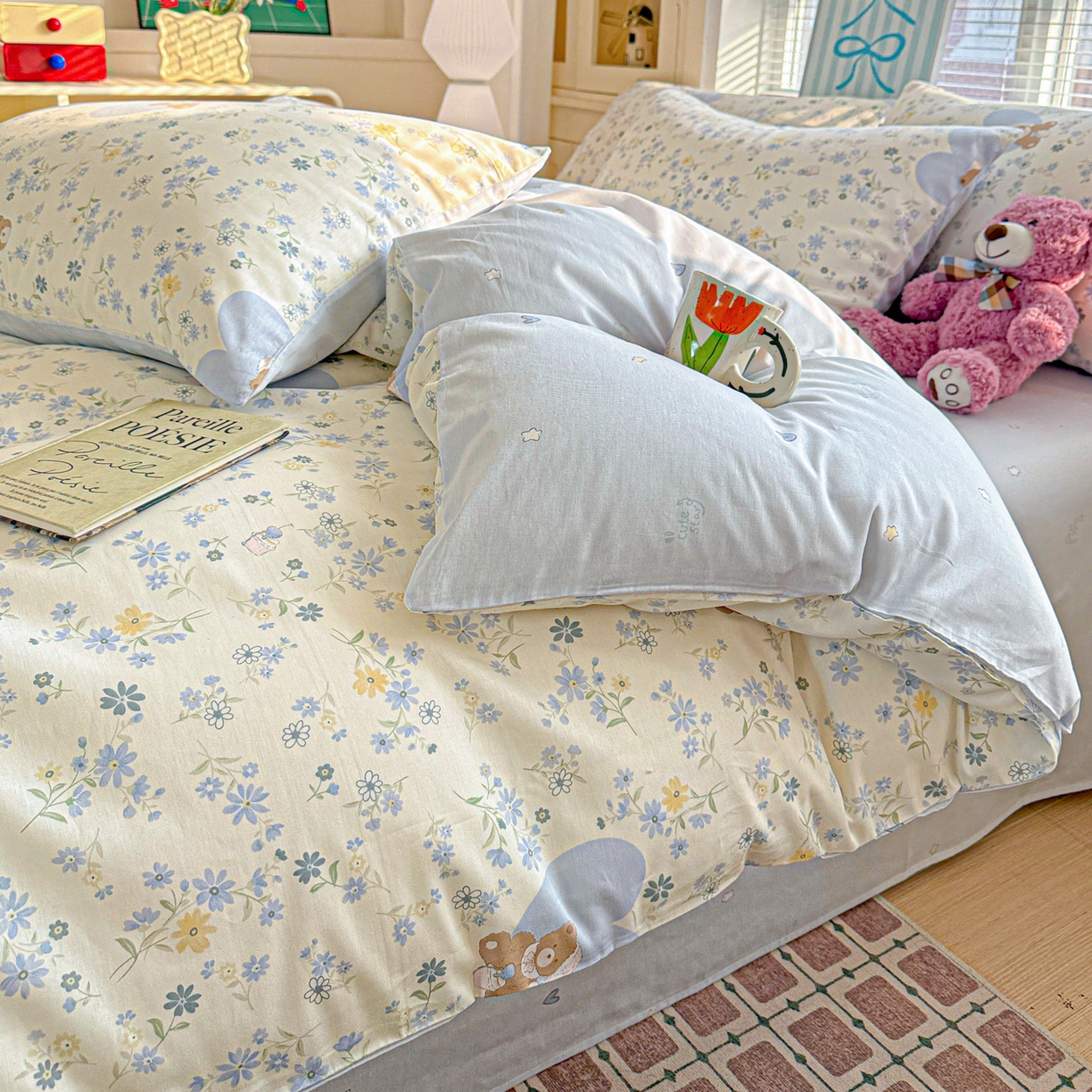 91家纺网 家纺一手货源 找家纺 名品家纺 2026新款100%纯棉四件套系列 奶芙熊