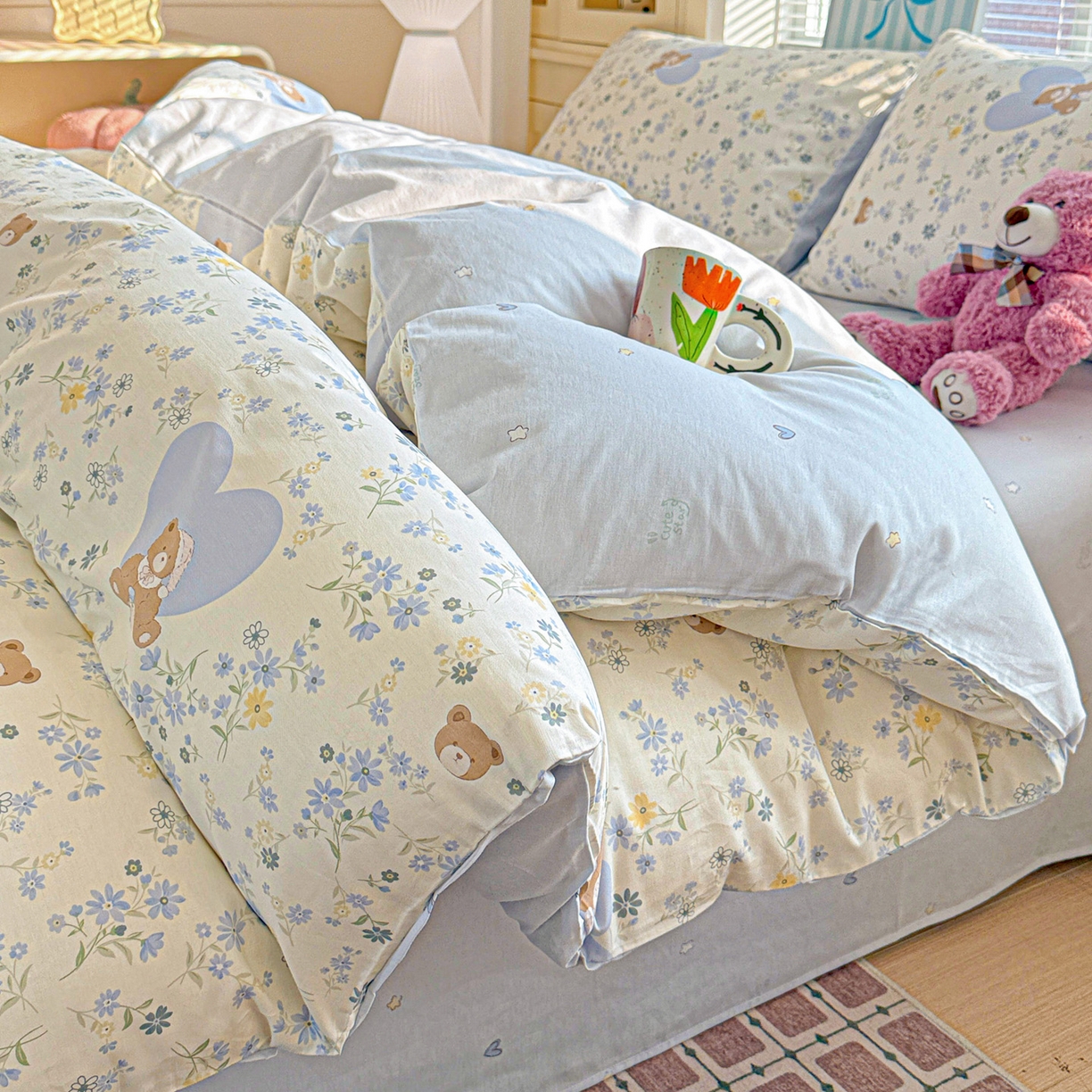 91家纺网 家纺一手货源 找家纺 名品家纺 2026新款100%纯棉四件套系列 奶芙熊