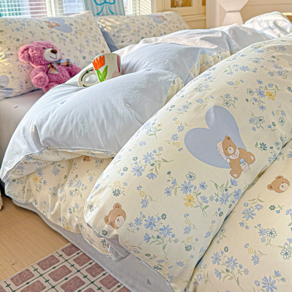 91家纺网 家纺一手货源 找家纺 名品家纺 2026新款100%纯棉四件套系列 奶芙熊