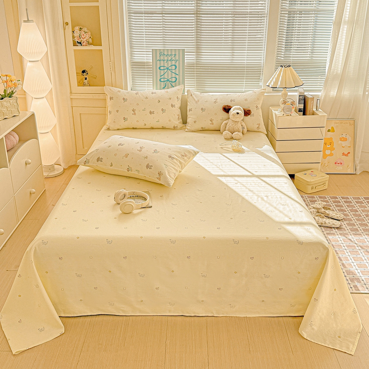 91家纺网 家纺一手货源 找家纺 名品家纺 2026新款100%纯棉四件套系列 苹果小狗