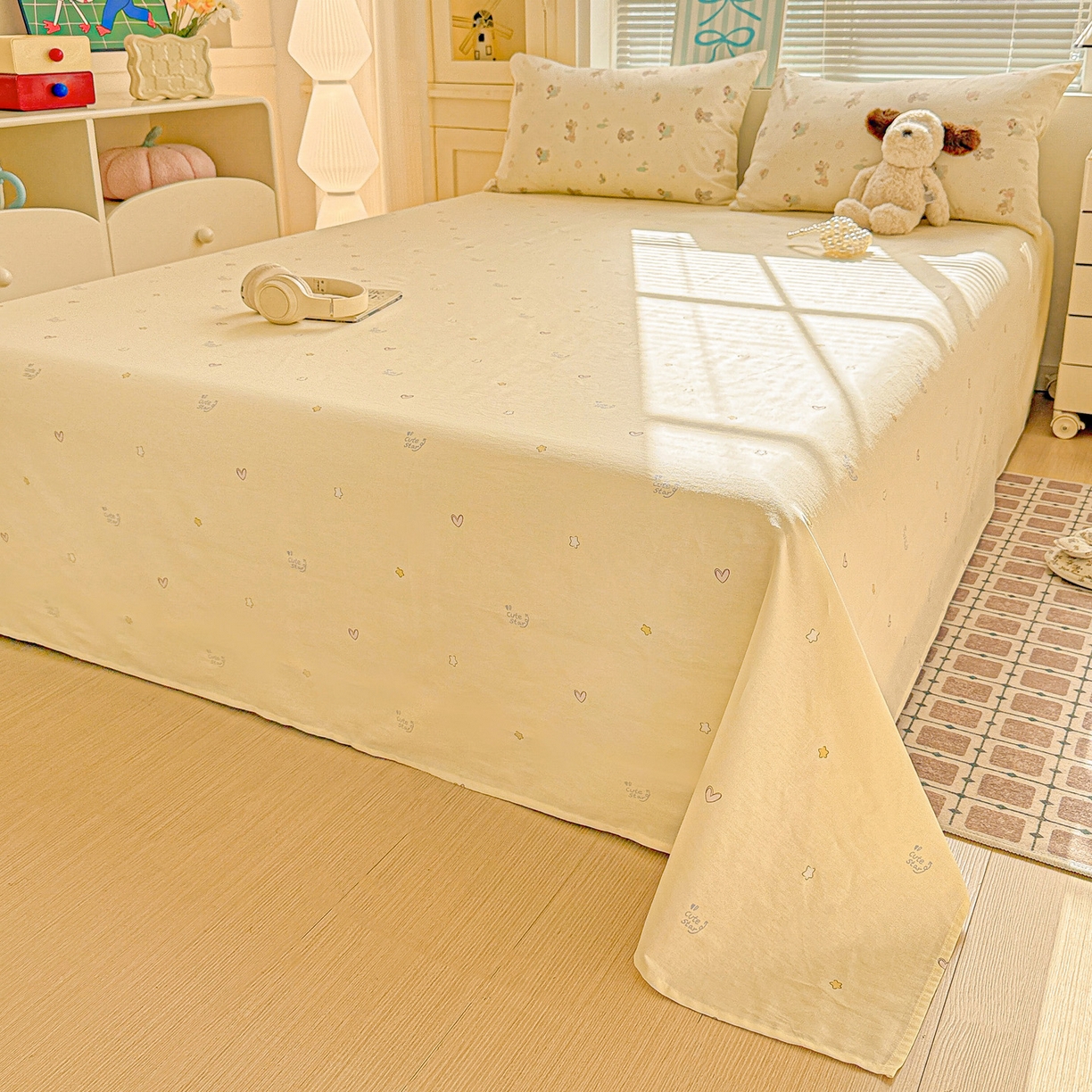 91家纺网 家纺一手货源 找家纺 名品家纺 2026新款100%纯棉四件套系列 苹果小狗