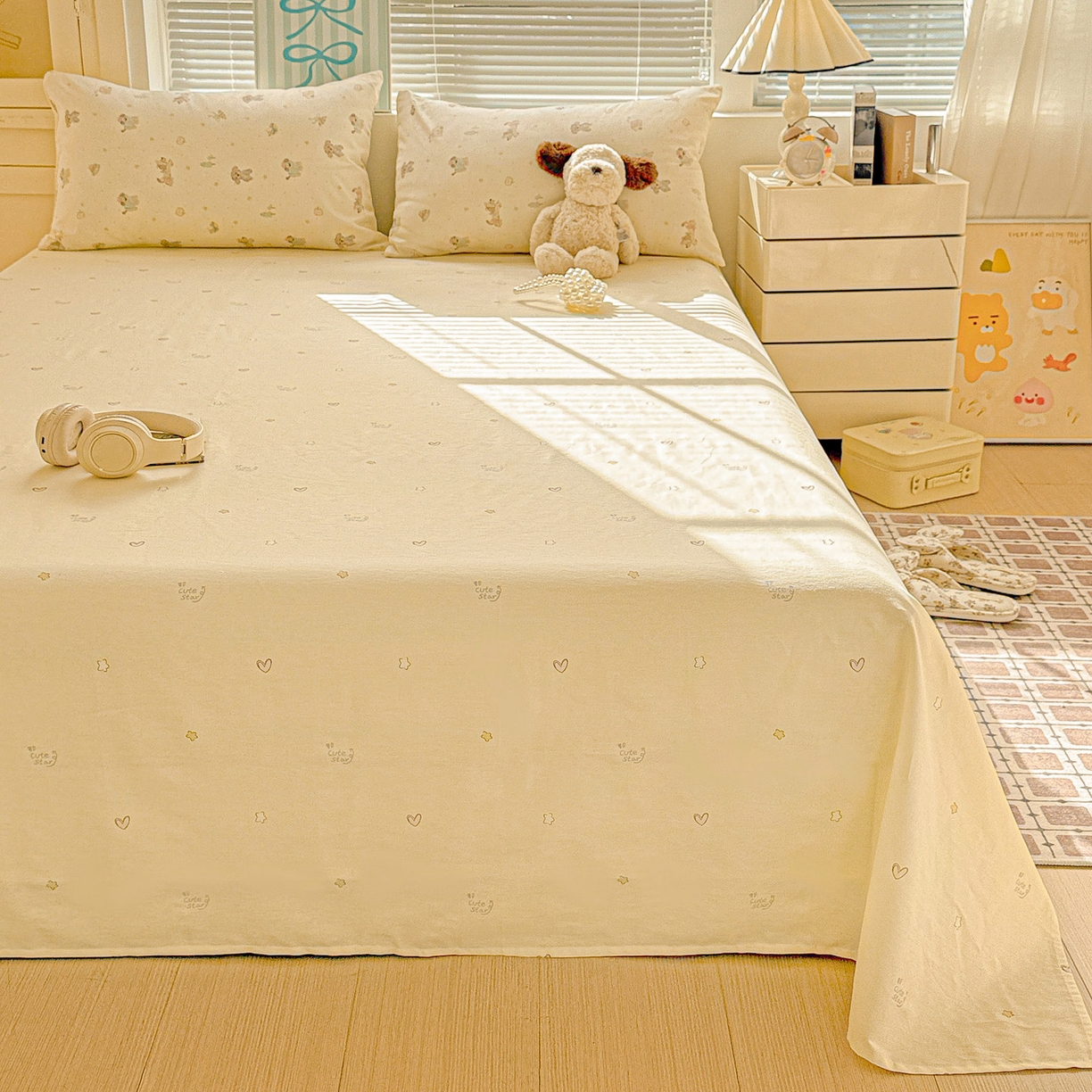 91家纺网 家纺一手货源 找家纺 名品家纺 2026新款100%纯棉四件套系列 苹果小狗