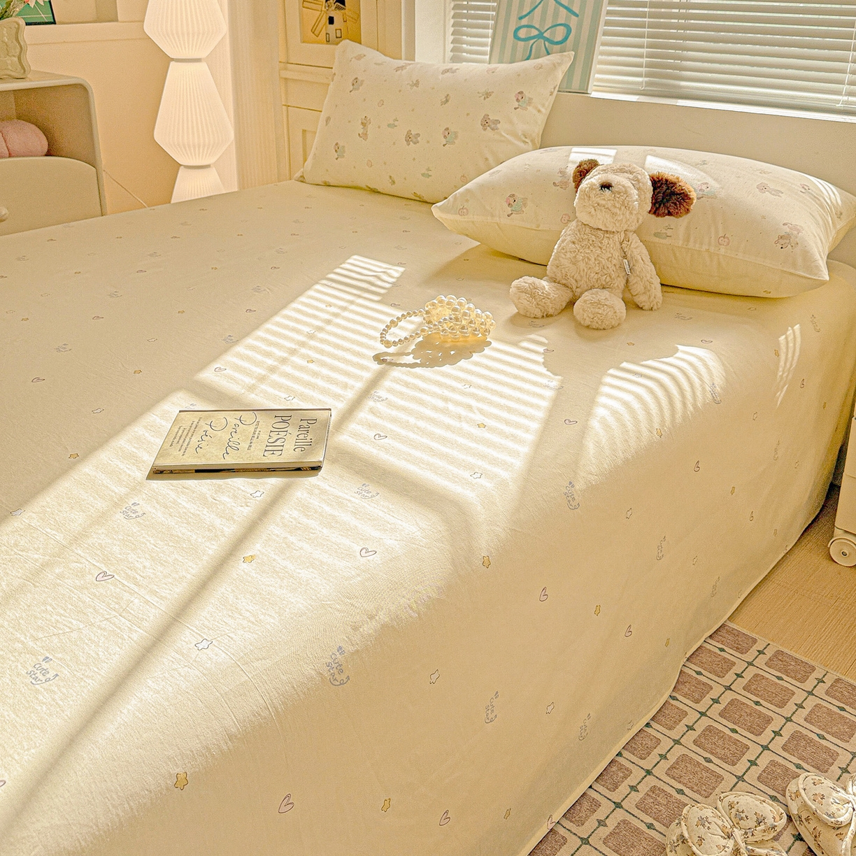 91家纺网 家纺一手货源 找家纺 名品家纺 2026新款100%纯棉四件套系列 苹果小狗