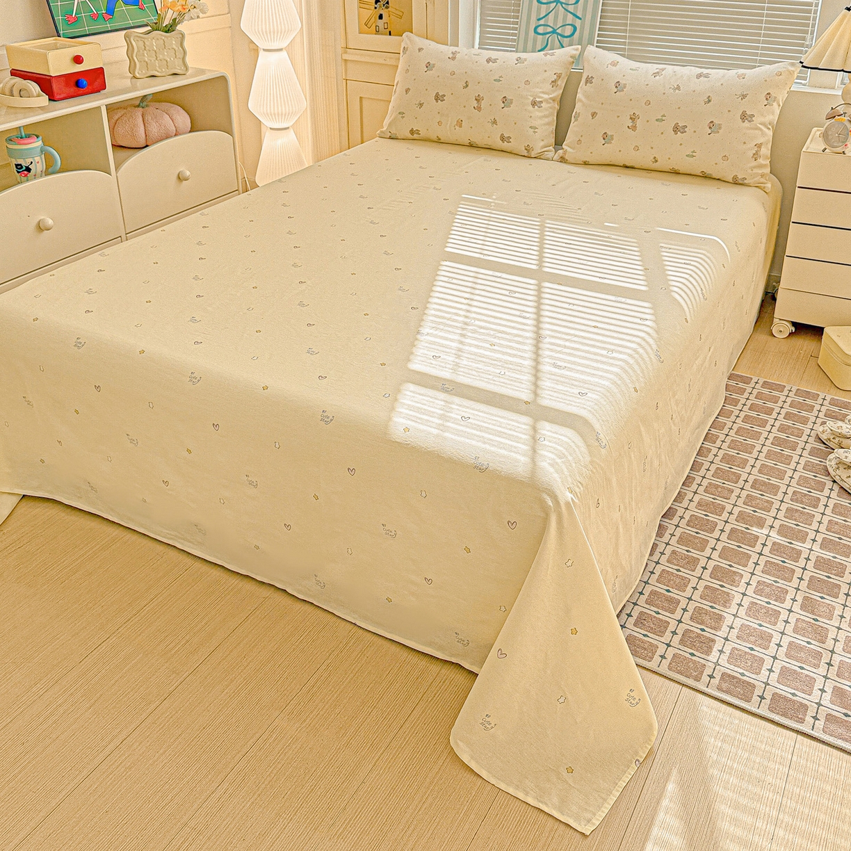 91家纺网 家纺一手货源 找家纺 名品家纺 2026新款100%纯棉四件套系列 苹果小狗