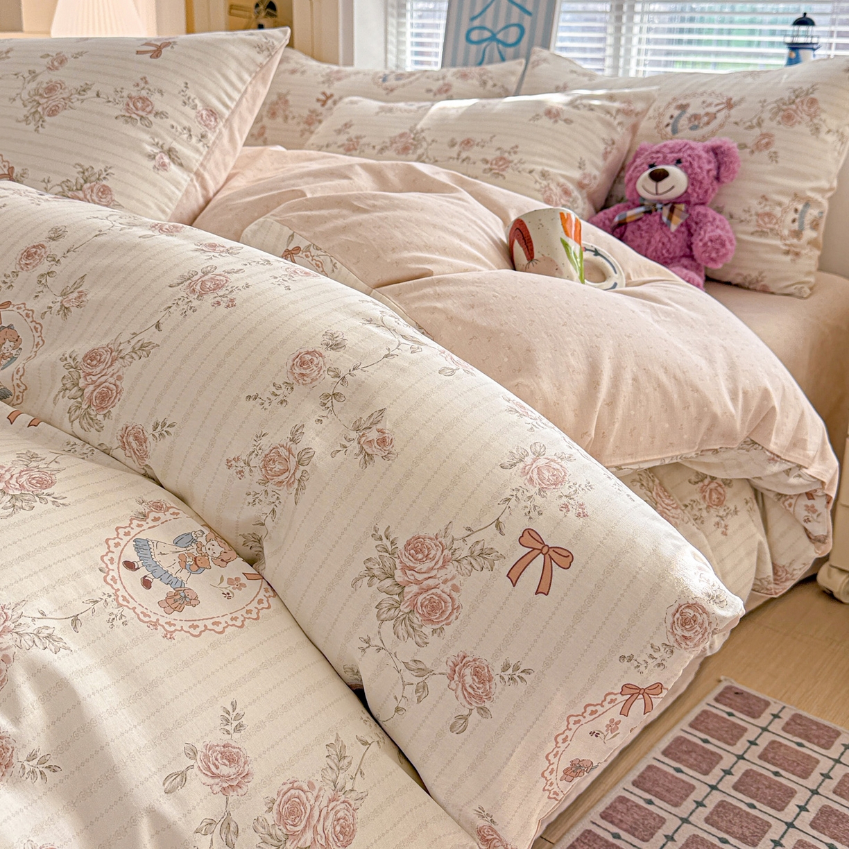 名品家纺 2026新款100%纯棉四件套系列 蔷薇姑娘