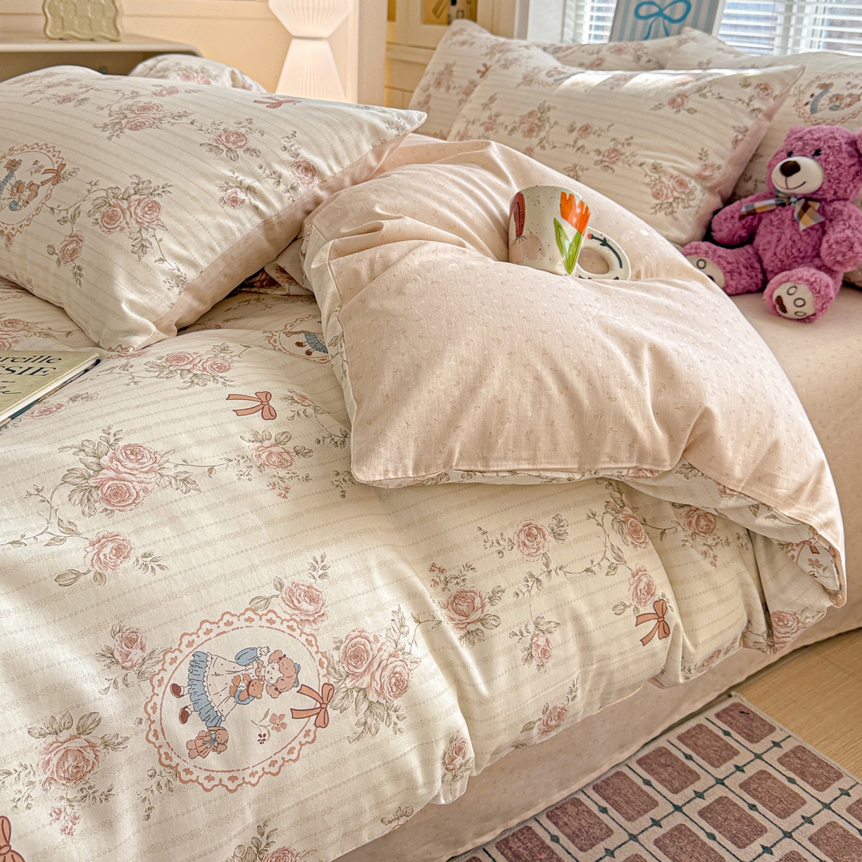 91家纺网 家纺一手货源 找家纺 名品家纺 2026新款100%纯棉四件套系列 蔷薇姑娘