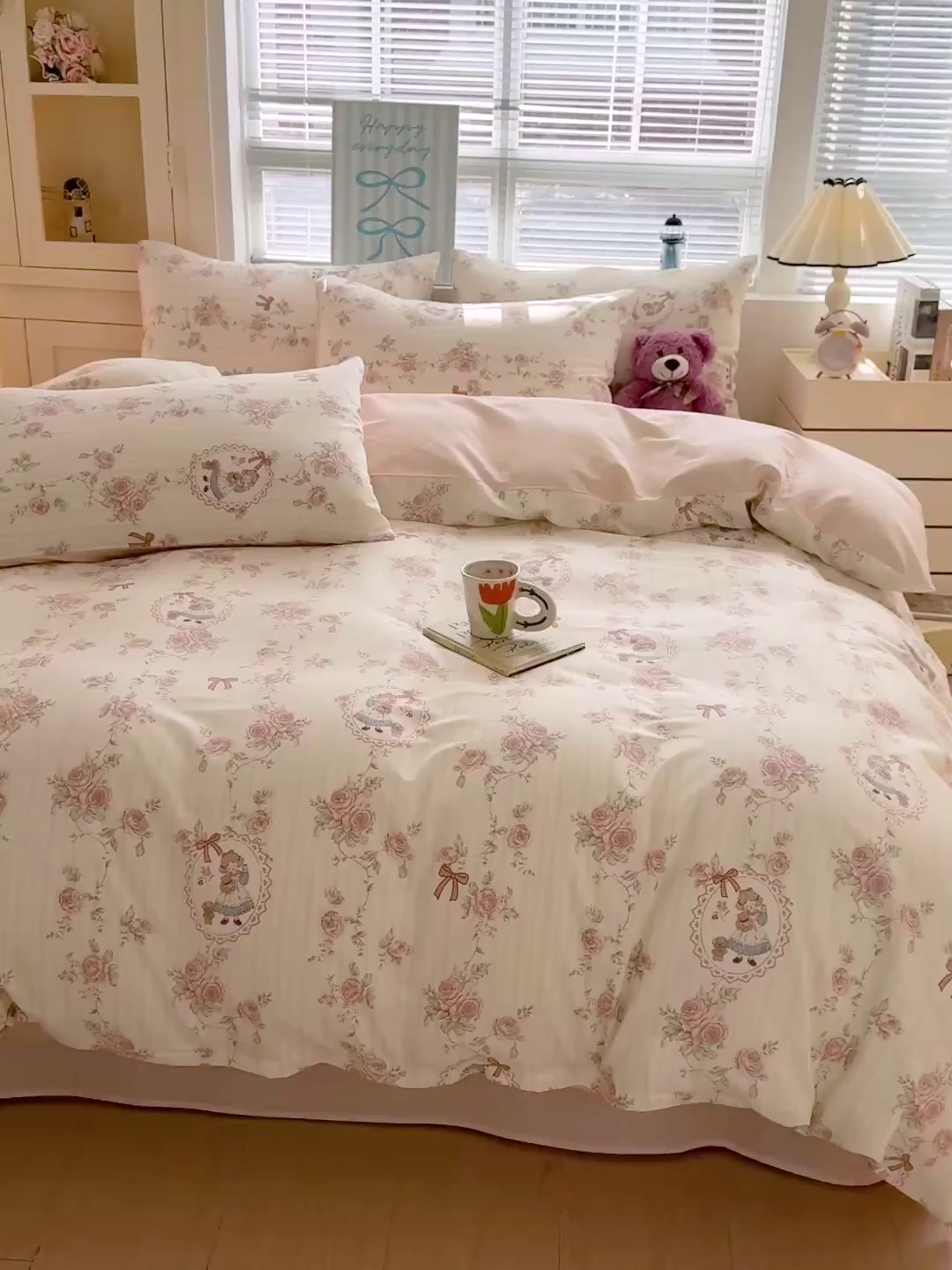 91家纺网 家纺一手货源 找家纺 名品家纺 2026新款100%纯棉四件套系列 蔷薇姑娘