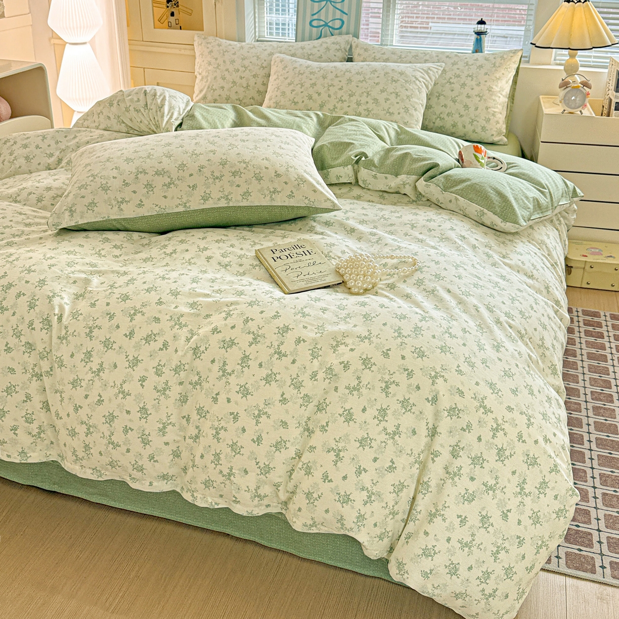 91家纺网 家纺一手货源 找家纺 名品家纺 2026新款100%纯棉四件套系列 清清文絮