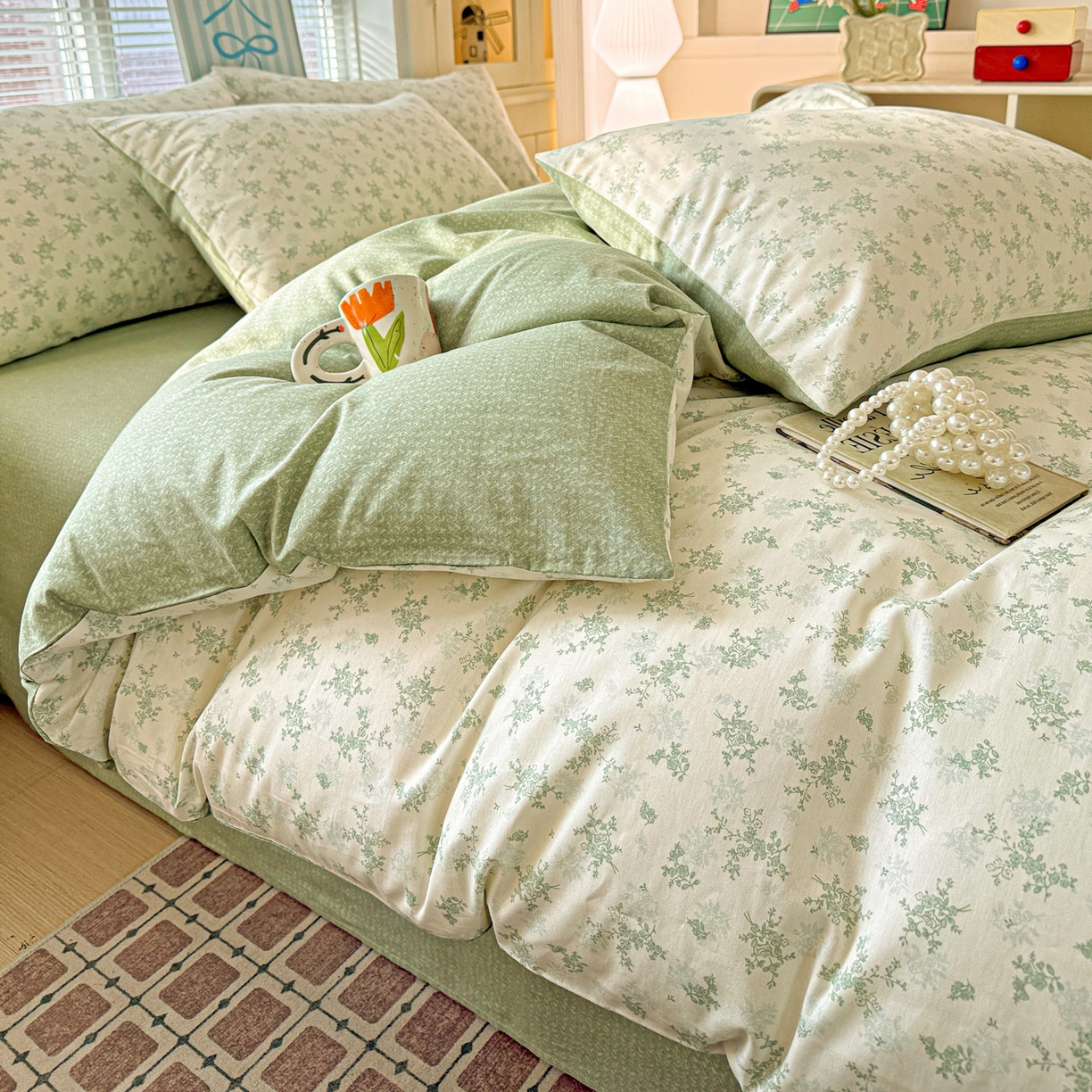 91家纺网 家纺一手货源 找家纺 名品家纺 2026新款100%纯棉四件套系列 清清文絮