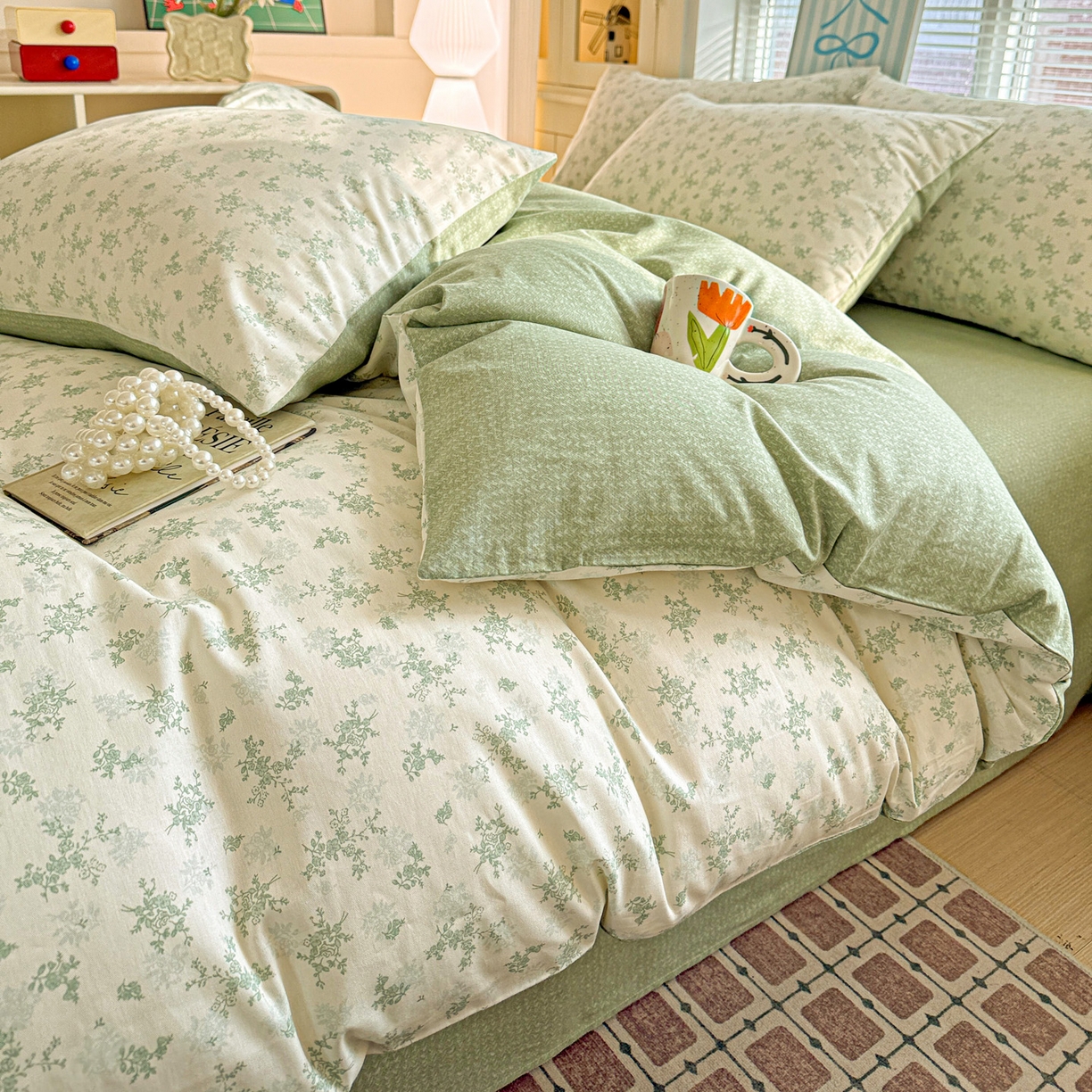 91家纺网 家纺一手货源 找家纺 名品家纺 2026新款100%纯棉四件套系列 清清文絮