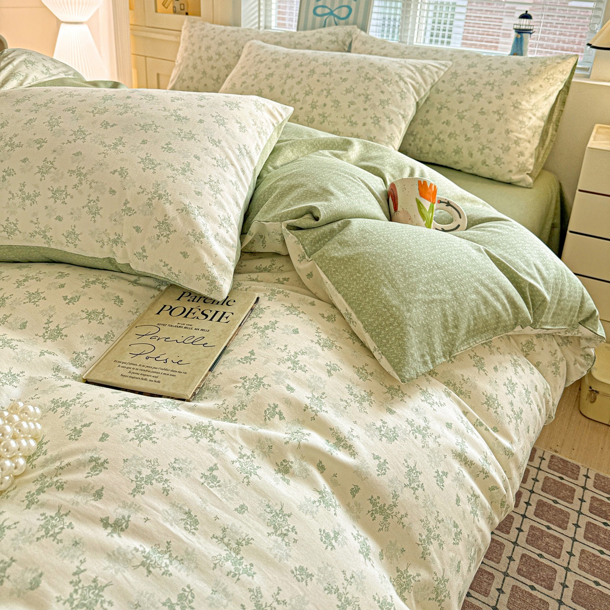 91家纺网 家纺一手货源 找家纺 名品家纺 2026新款100%纯棉四件套系列 清清文絮