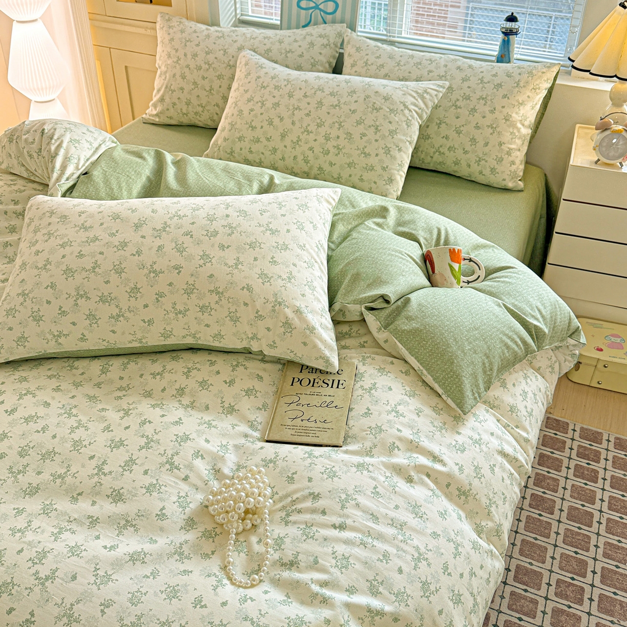 91家纺网 家纺一手货源 找家纺 名品家纺 2026新款100%纯棉四件套系列 清清文絮