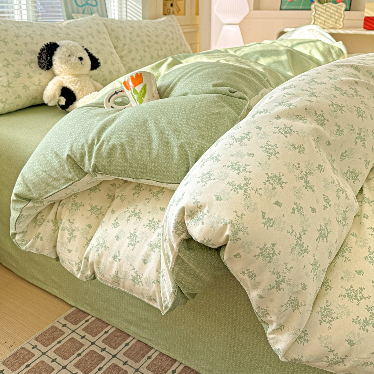 91家纺网 家纺一手货源 找家纺 名品家纺 2026新款100%纯棉四件套系列 清清文絮