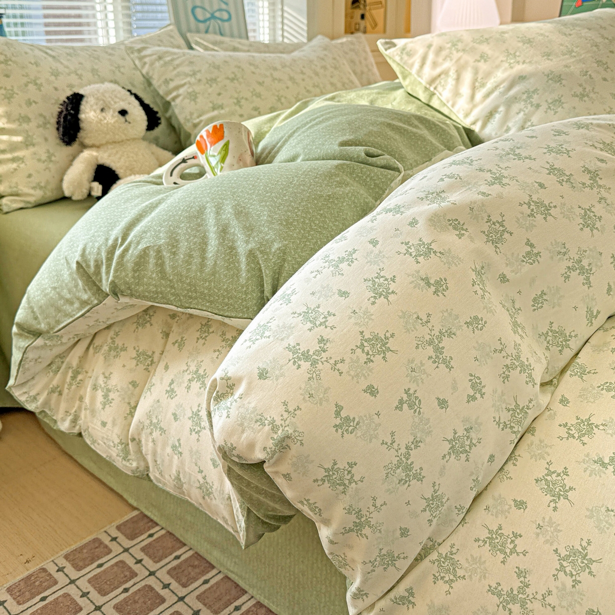 91家纺网 家纺一手货源 找家纺 名品家纺 2026新款100%纯棉四件套系列 清清文絮