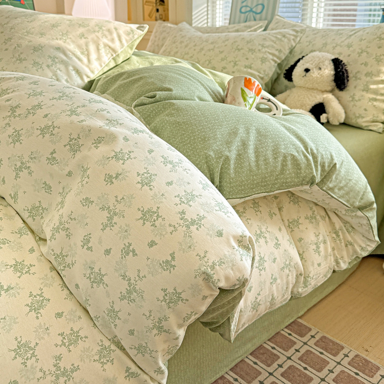 91家纺网 家纺一手货源 找家纺 名品家纺 2026新款100%纯棉四件套系列 清清文絮