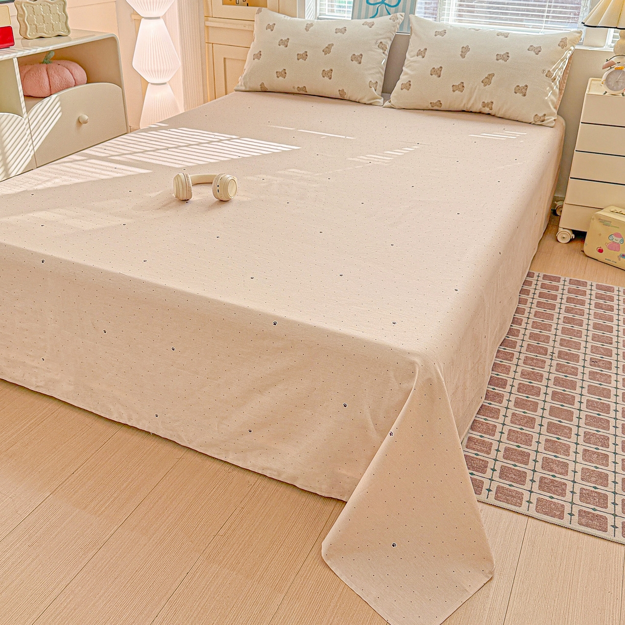 91家纺网 家纺一手货源 找家纺 名品家纺 2026新款100%纯棉四件套系列 条纹小熊