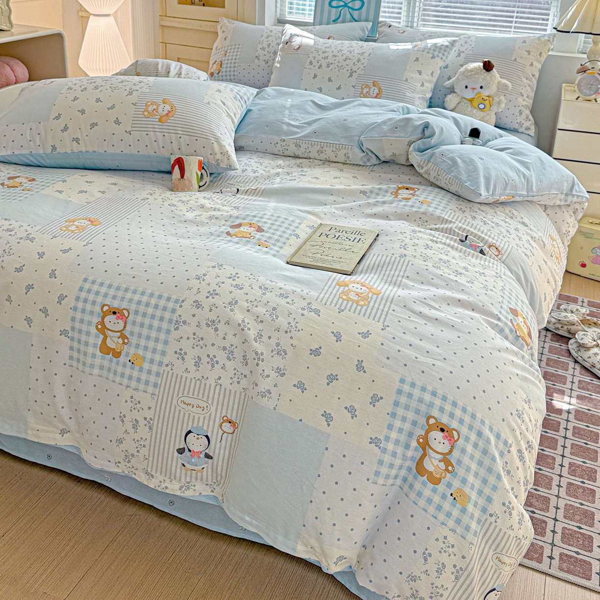 91家纺网 家纺一手货源 找家纺 名品家纺 2026新款100%纯棉四件套系列 童话拼贴