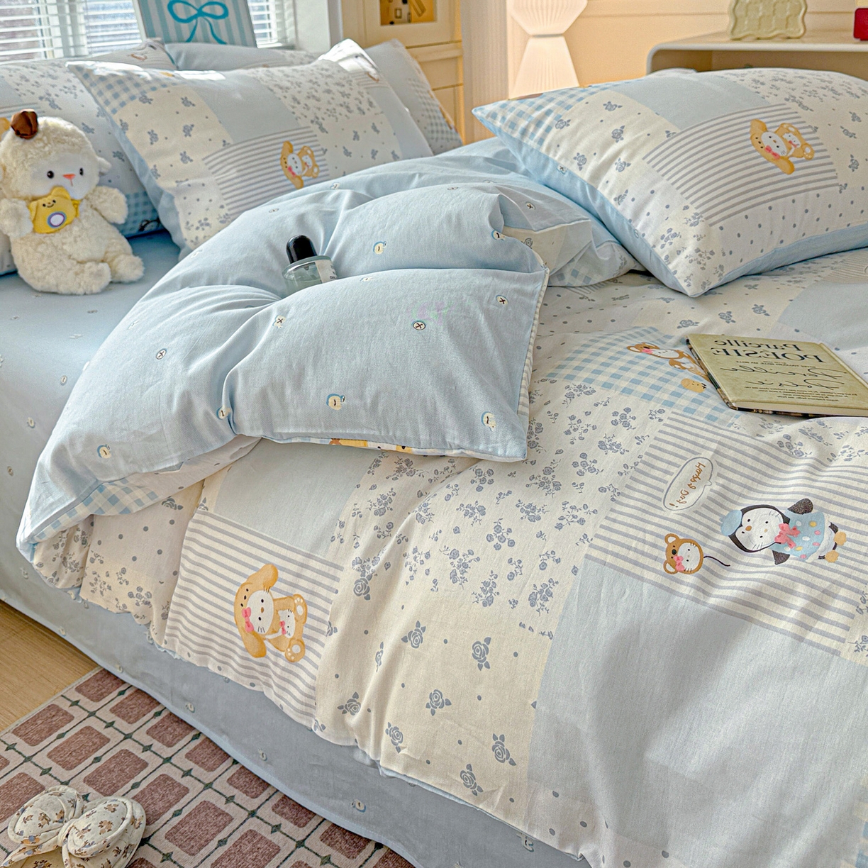 91家纺网 家纺一手货源 找家纺 名品家纺 2026新款100%纯棉四件套系列 童话拼贴