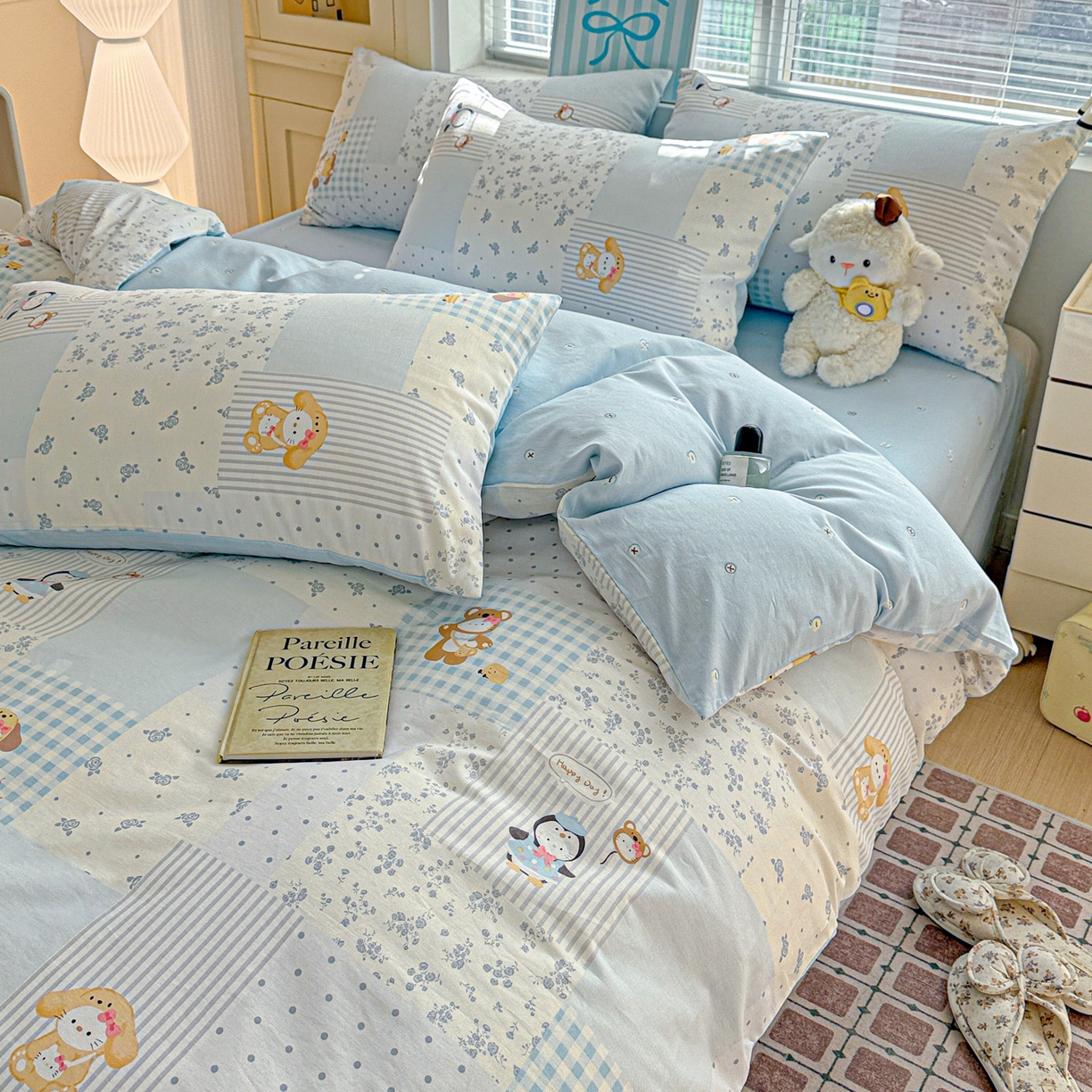 91家纺网 家纺一手货源 找家纺 名品家纺 2026新款100%纯棉四件套系列 童话拼贴