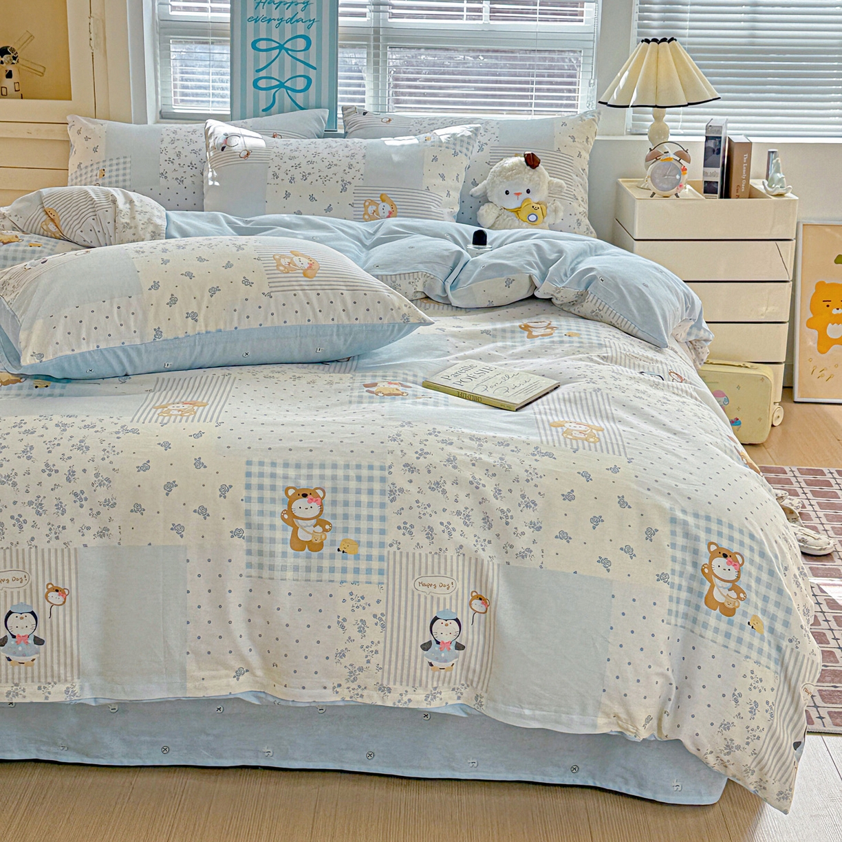 91家纺网 家纺一手货源 找家纺 名品家纺 2026新款100%纯棉四件套系列 童话拼贴