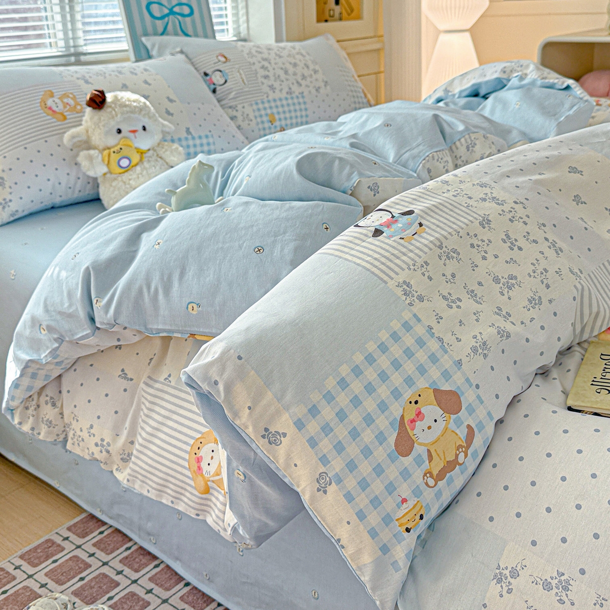 91家纺网 家纺一手货源 找家纺 名品家纺 2026新款100%纯棉四件套系列 童话拼贴