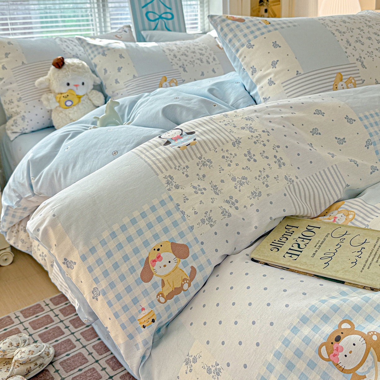 91家纺网 家纺一手货源 找家纺 名品家纺 2026新款100%纯棉四件套系列 童话拼贴