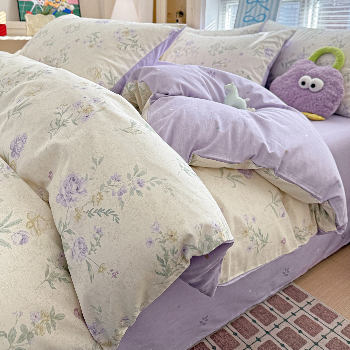 91家纺网 家纺一手货源 找家纺 名品家纺 2026新款100%纯棉四件套系列 芜晴花