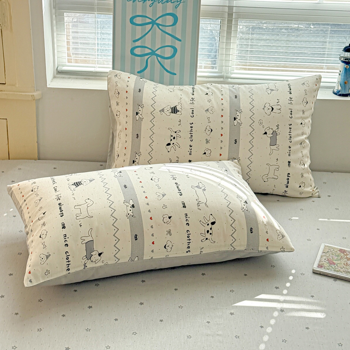 91家纺网 家纺一手货源 找家纺 名品家纺 2026新款100%纯棉四件套系列 线条小狗