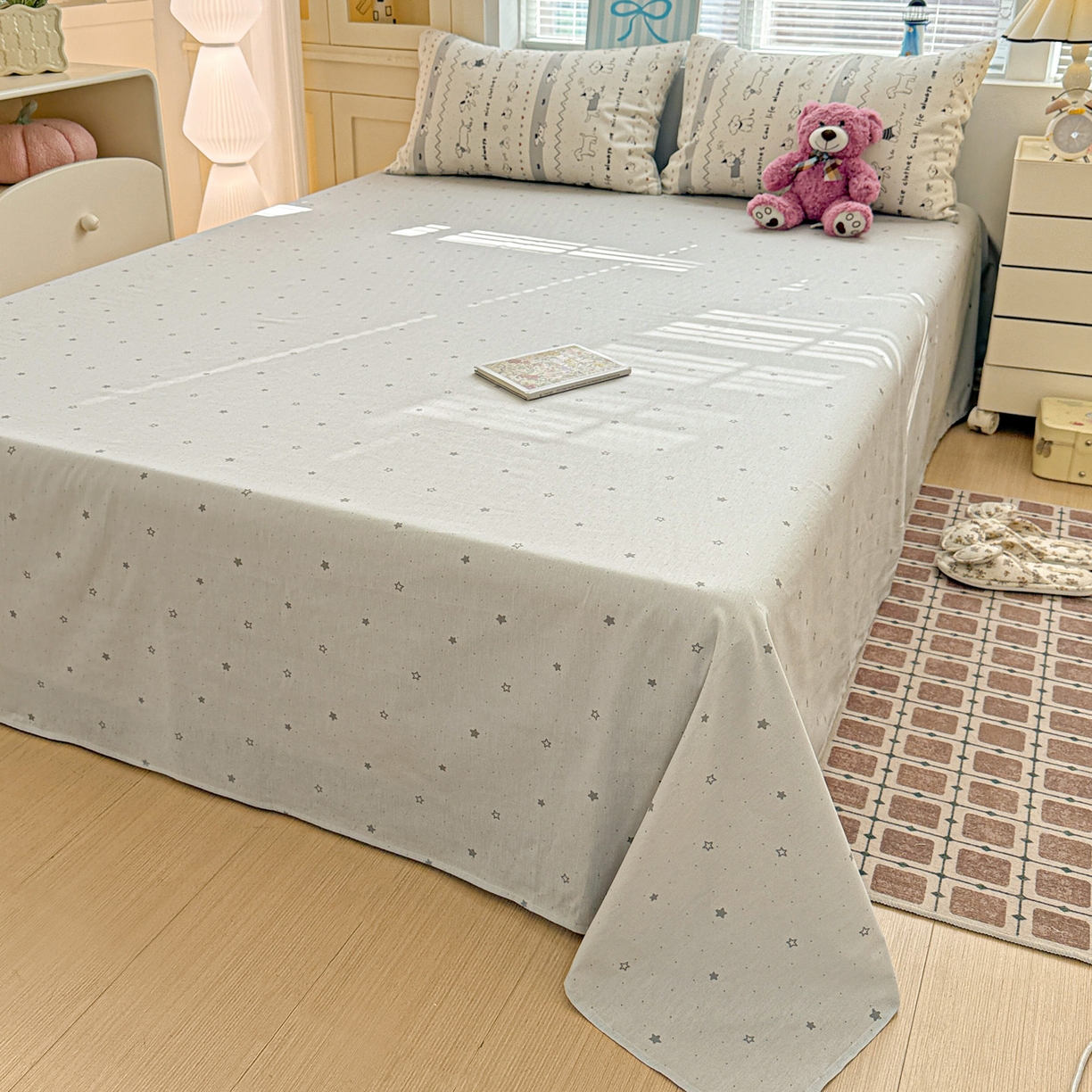 91家纺网 家纺一手货源 找家纺 名品家纺 2026新款100%纯棉四件套系列 线条小狗