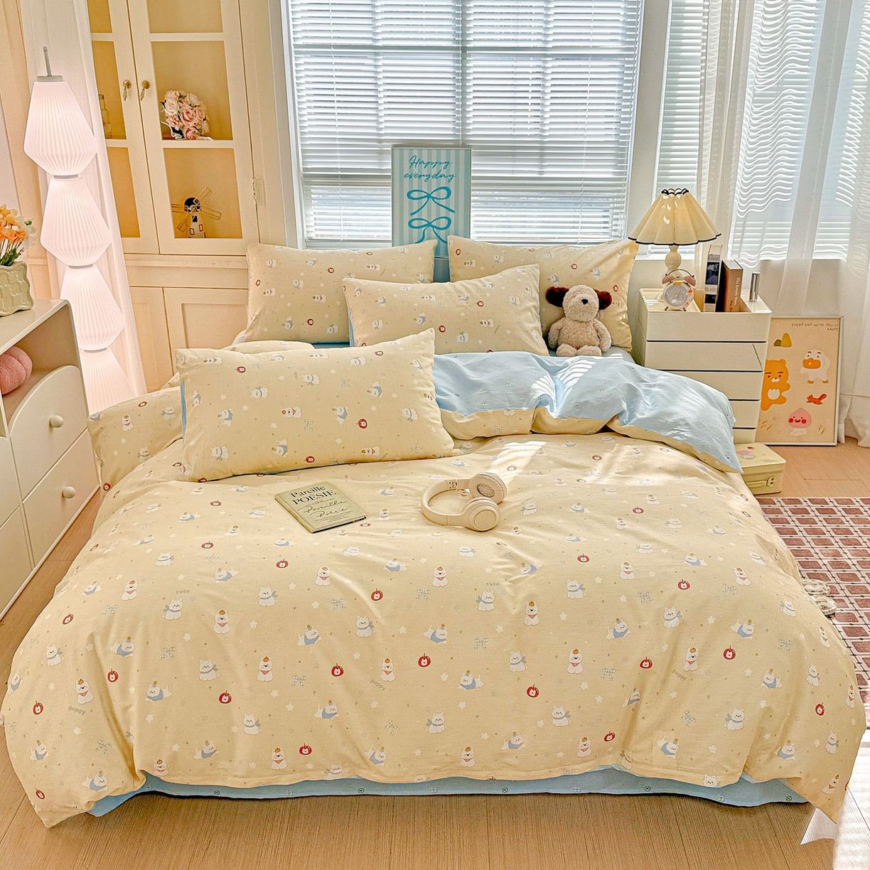 91家纺网 家纺一手货源 找家纺 名品家纺 2026新款100%纯棉四件套系列 星愿汪汪