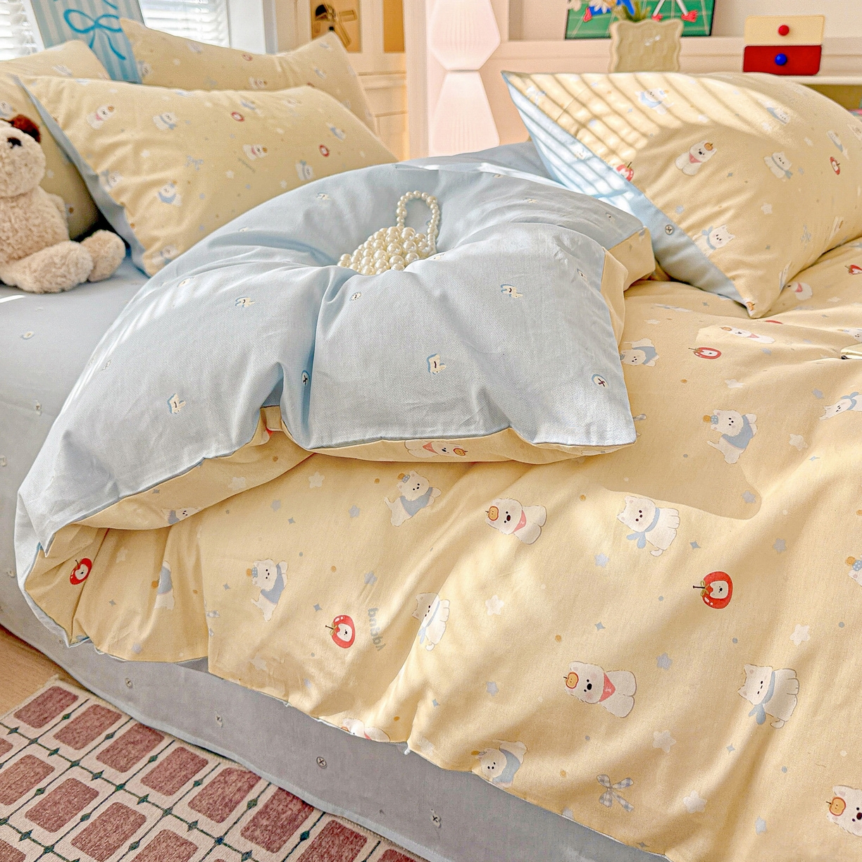 91家纺网 家纺一手货源 找家纺 名品家纺 2026新款100%纯棉四件套系列 星愿汪汪