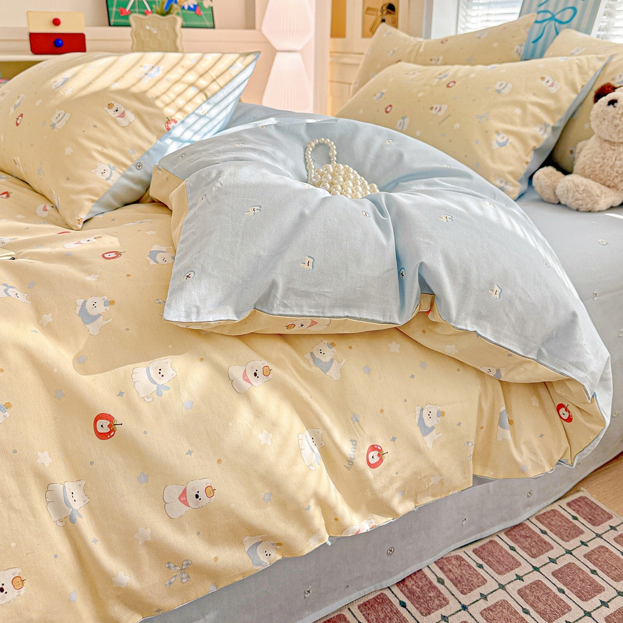 91家纺网 家纺一手货源 找家纺 名品家纺 2026新款100%纯棉四件套系列 星愿汪汪