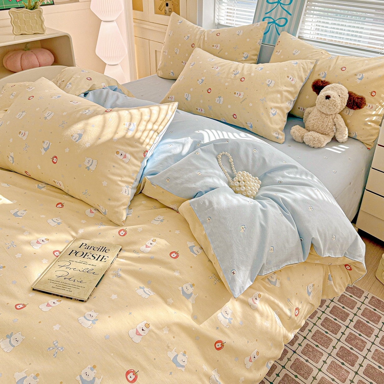 91家纺网 家纺一手货源 找家纺 名品家纺 2026新款100%纯棉四件套系列 星愿汪汪