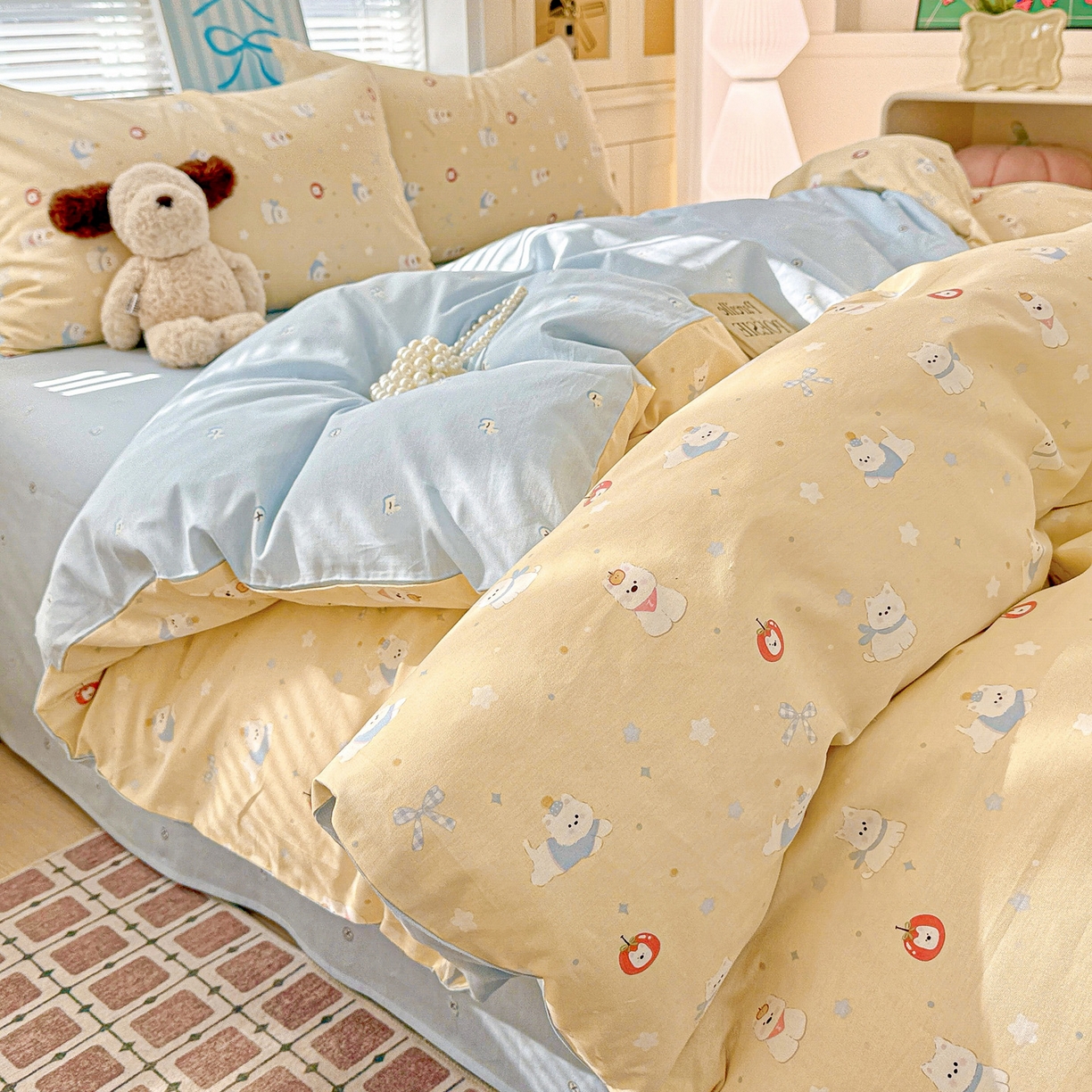 91家纺网 家纺一手货源 找家纺 名品家纺 2026新款100%纯棉四件套系列 星愿汪汪