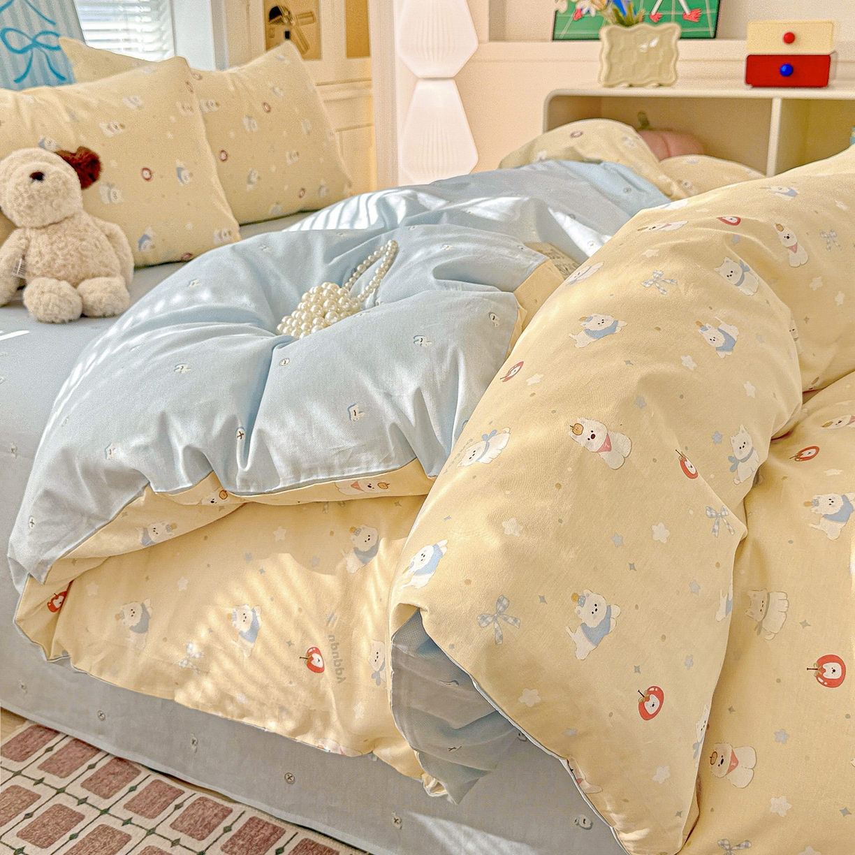 91家纺网 家纺一手货源 找家纺 名品家纺 2026新款100%纯棉四件套系列 星愿汪汪