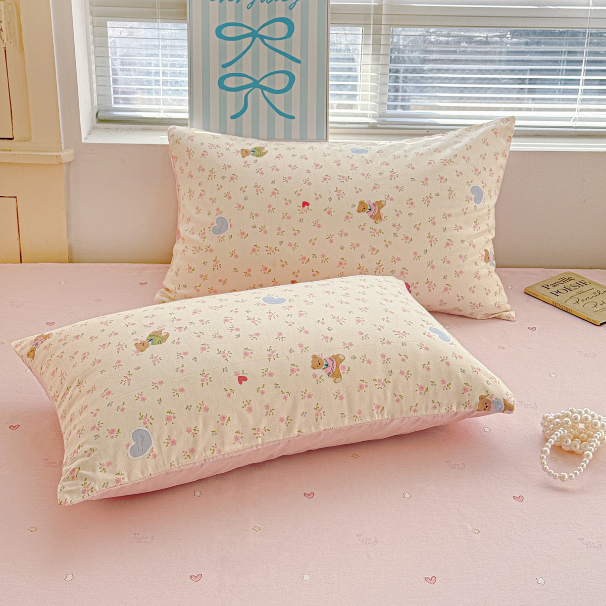 91家纺网 家纺一手货源 找家纺 名品家纺 2026新款100%纯棉四件套系列 樱桃小熊