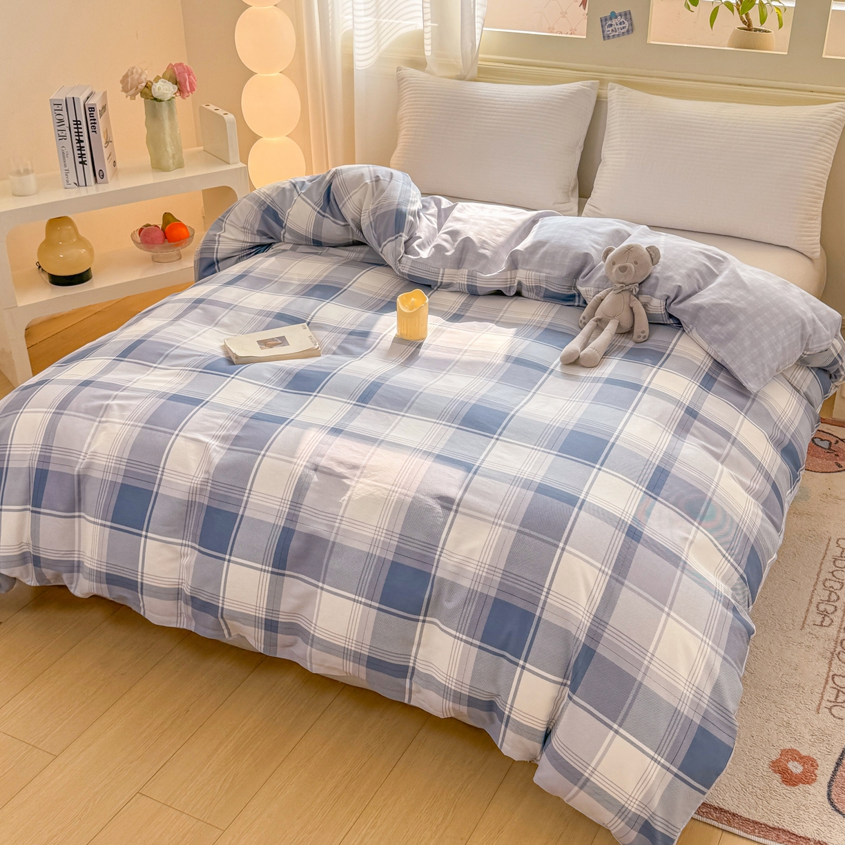 91家纺网 家纺一手货源 找家纺 名品家纺 2026新款100%纯棉单被套系列 蓝格梦境