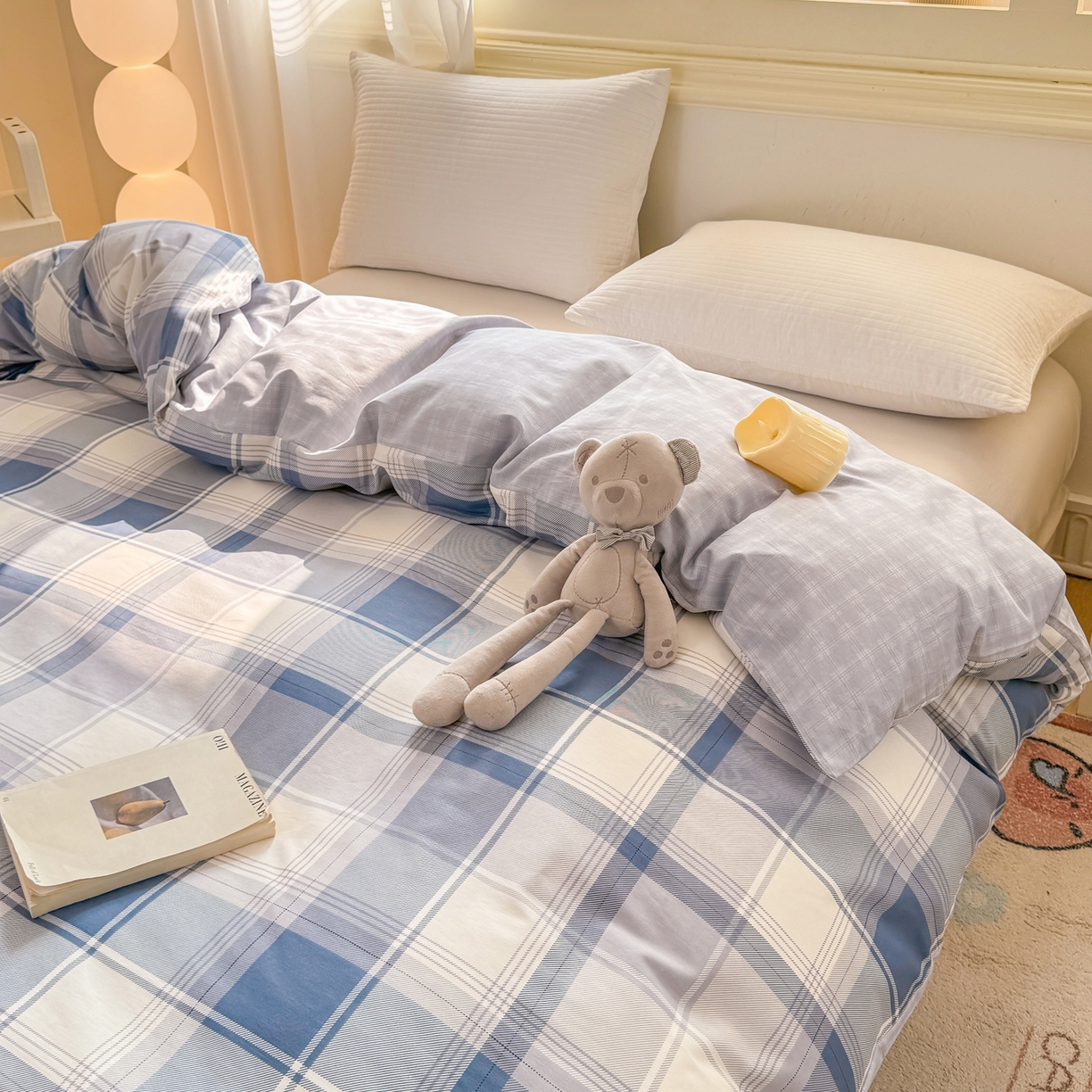 91家纺网 家纺一手货源 找家纺 名品家纺 2026新款100%纯棉单被套系列 蓝格梦境