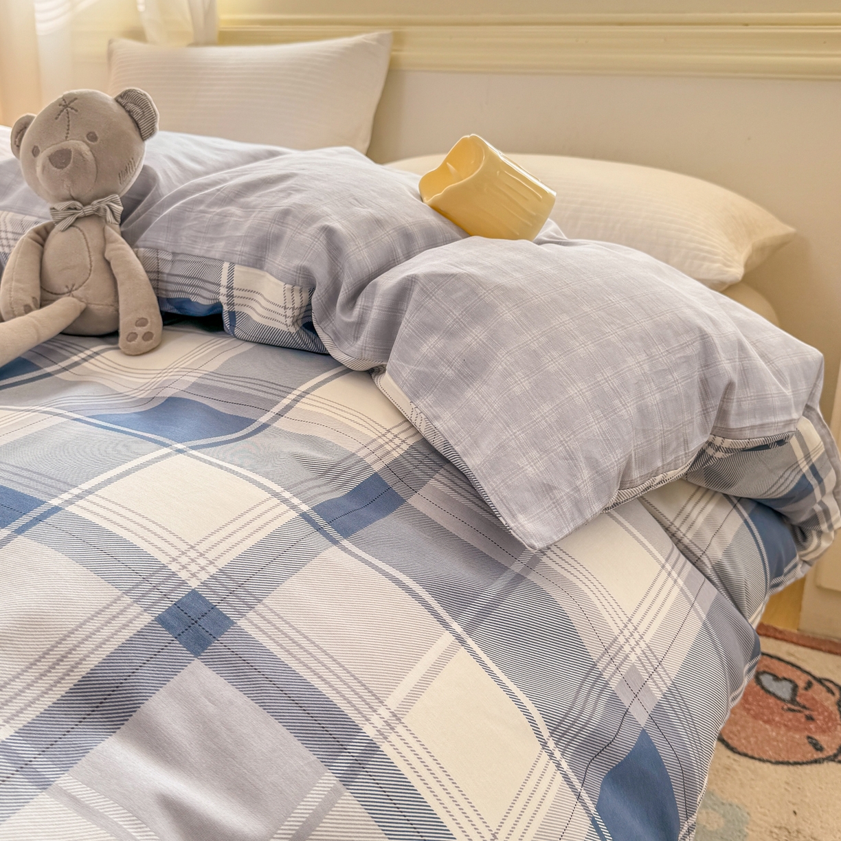 91家纺网 家纺一手货源 找家纺 名品家纺 2026新款100%纯棉单被套系列 蓝格梦境