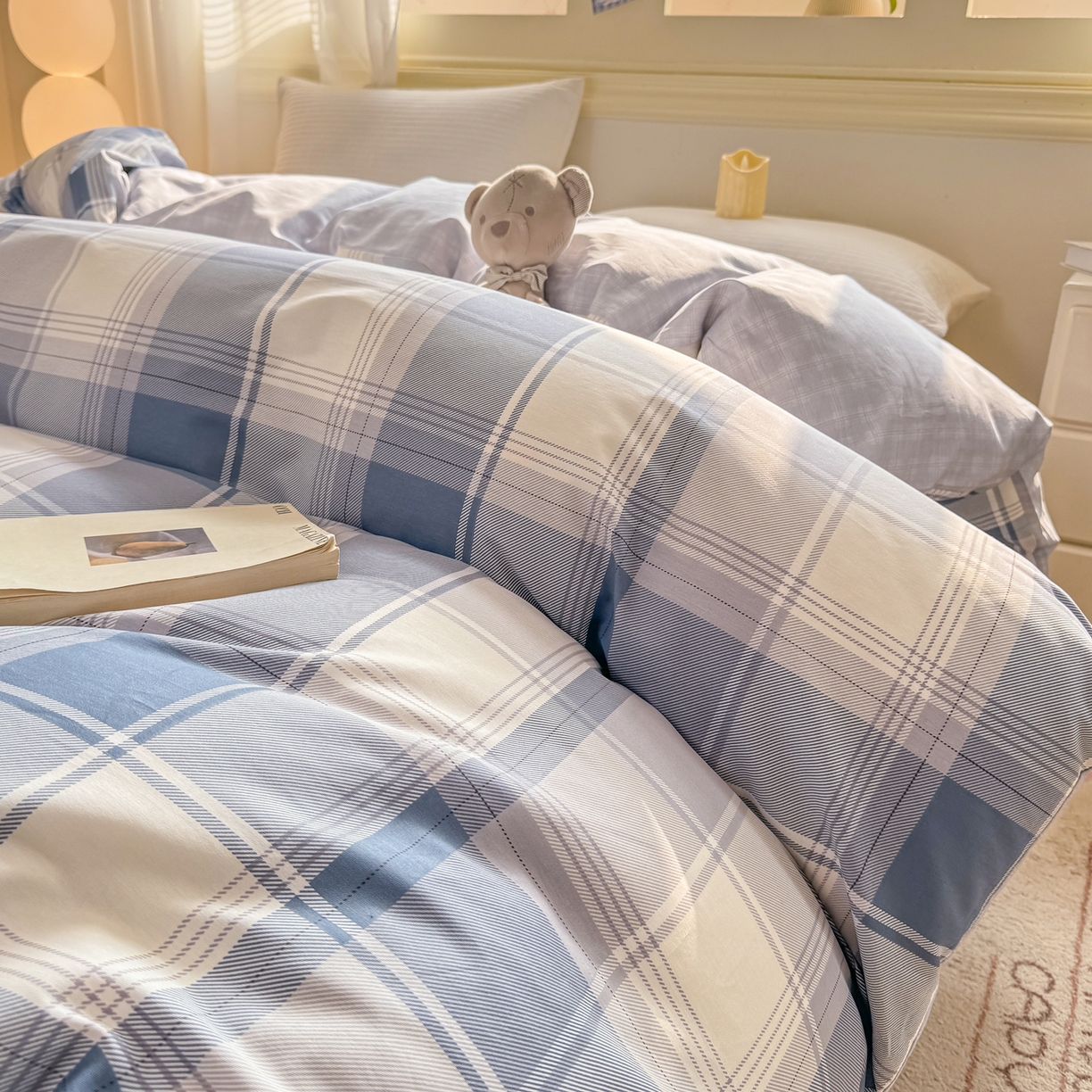 91家纺网 家纺一手货源 找家纺 名品家纺 2026新款100%纯棉单被套系列 蓝格梦境