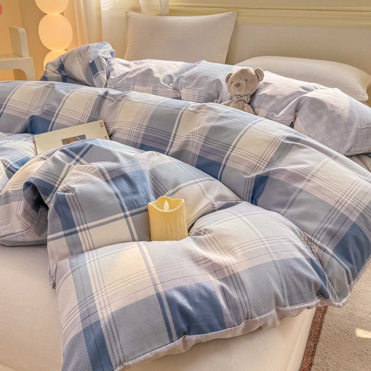 91家纺网 家纺一手货源 找家纺 名品家纺 2026新款100%纯棉单被套系列 蓝格梦境