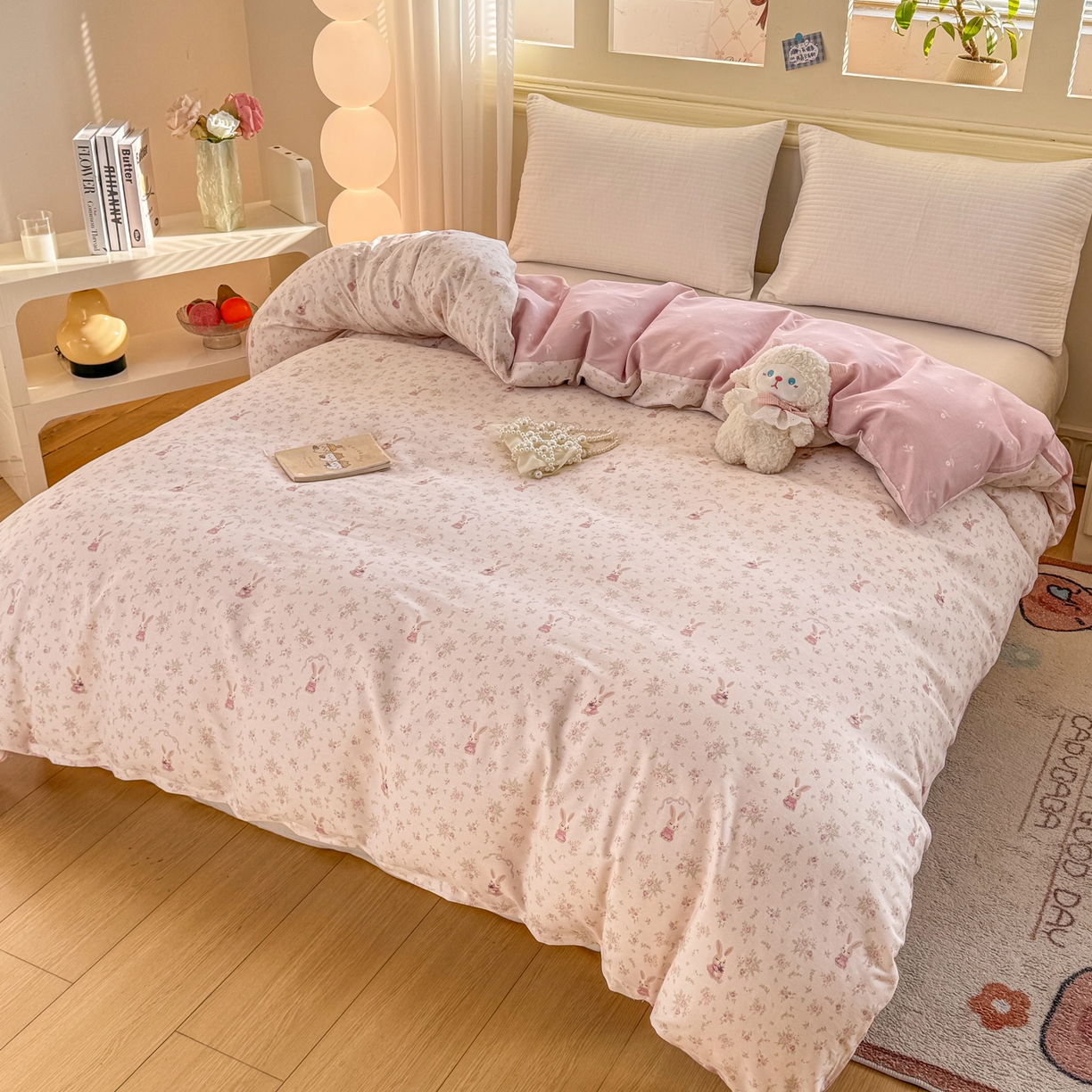 91家纺网 家纺一手货源 找家纺 名品家纺 2026新款100%纯棉单被套系列 布拉格兔兔