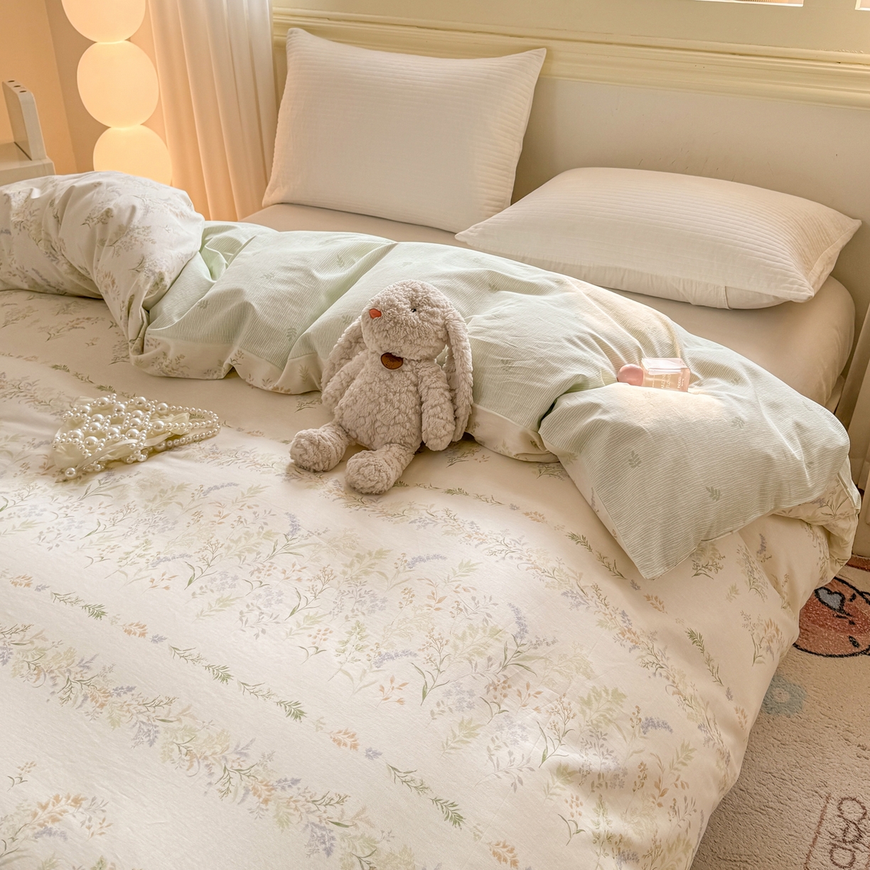 91家纺网 家纺一手货源 找家纺 名品家纺 2026新款100%纯棉单被套系列 春野絮语